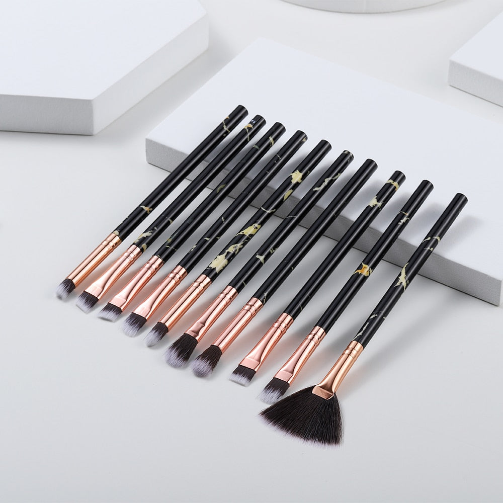 Champagne Mami™ Engraved Rhinestone Makeup Brush Set (10 pcs)