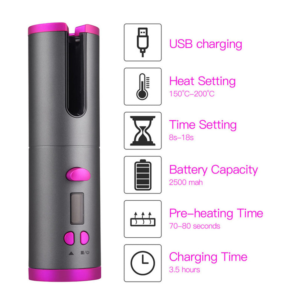 CORDLESS PORTABLE AUTOMATIC HAIR CURLER