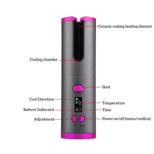 CORDLESS PORTABLE AUTOMATIC HAIR CURLER